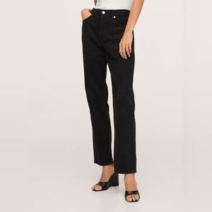 Mango Black Straight Leg Jeans for Women